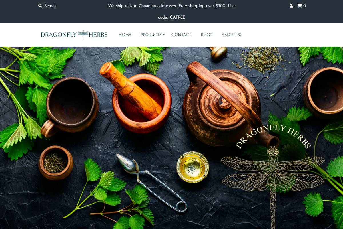 dragonflyherbs.com homepage screenshot
