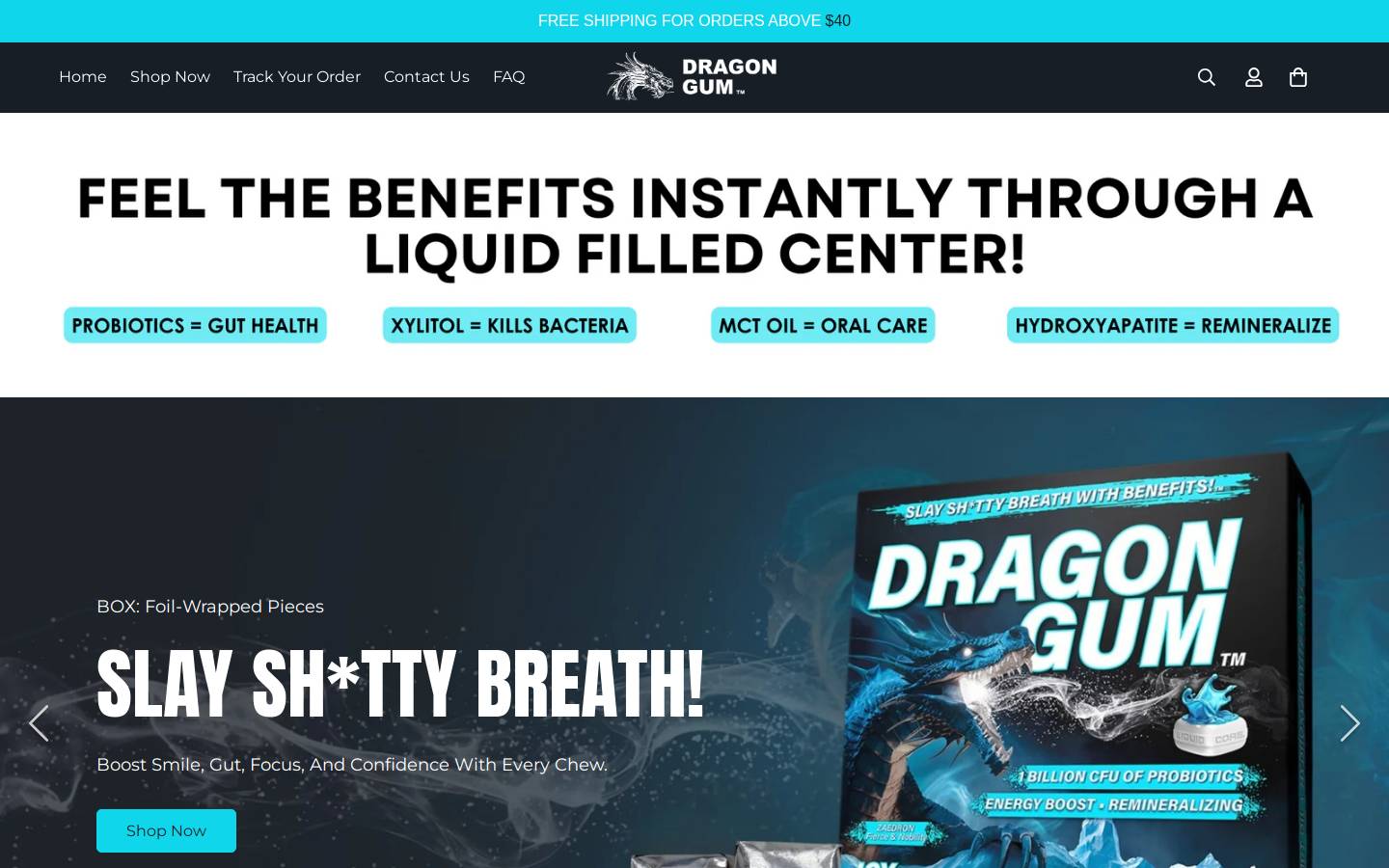 dragongum.com homepage screenshot