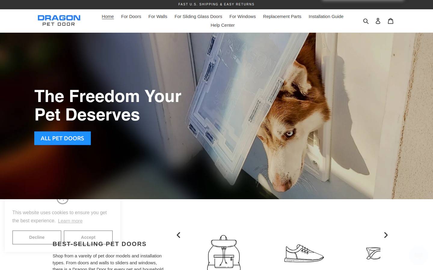 dragonpetdoor.com homepage screenshot