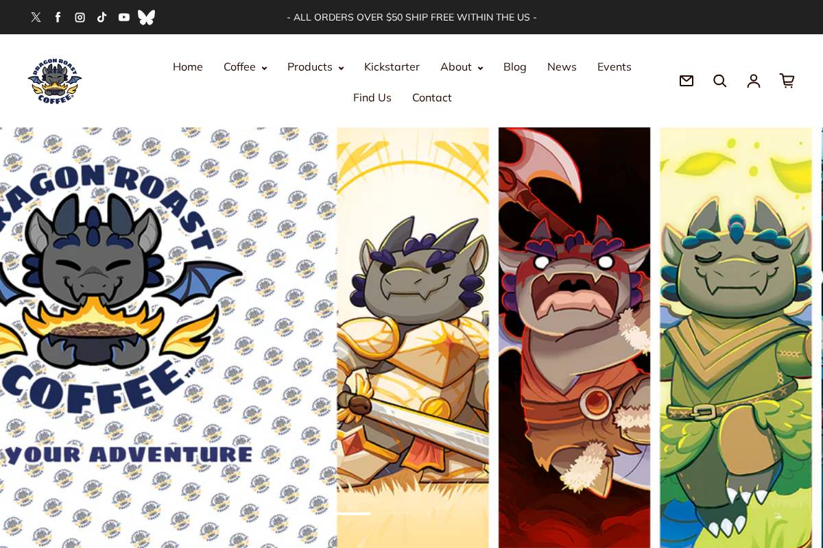 dragonroast.coffee homepage screenshot