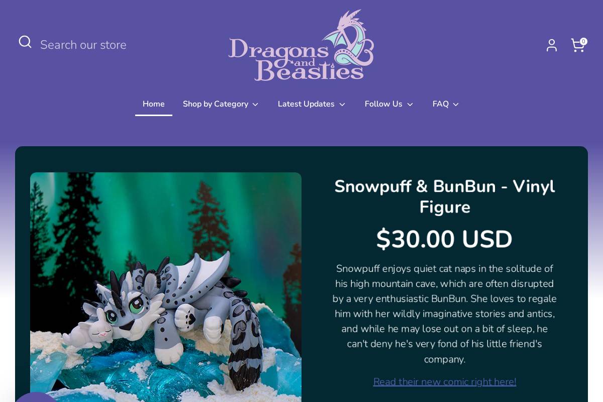 dragonsandbeasties.com homepage screenshot