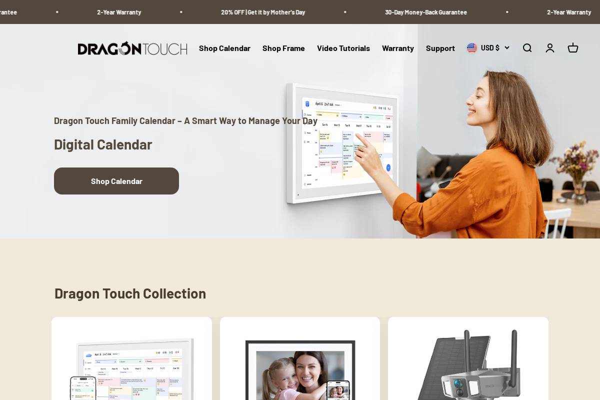 dragontouch.com homepage screenshot