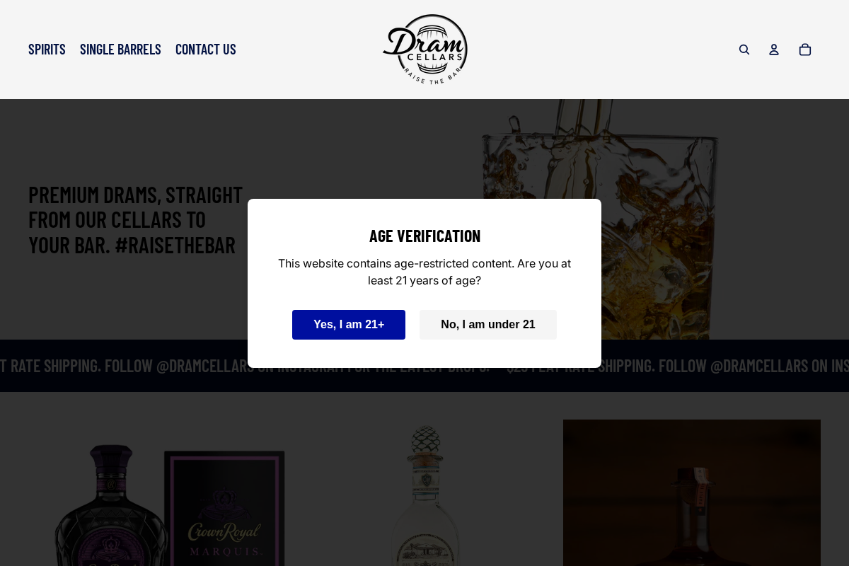 Dram Cellars homepage screenshot