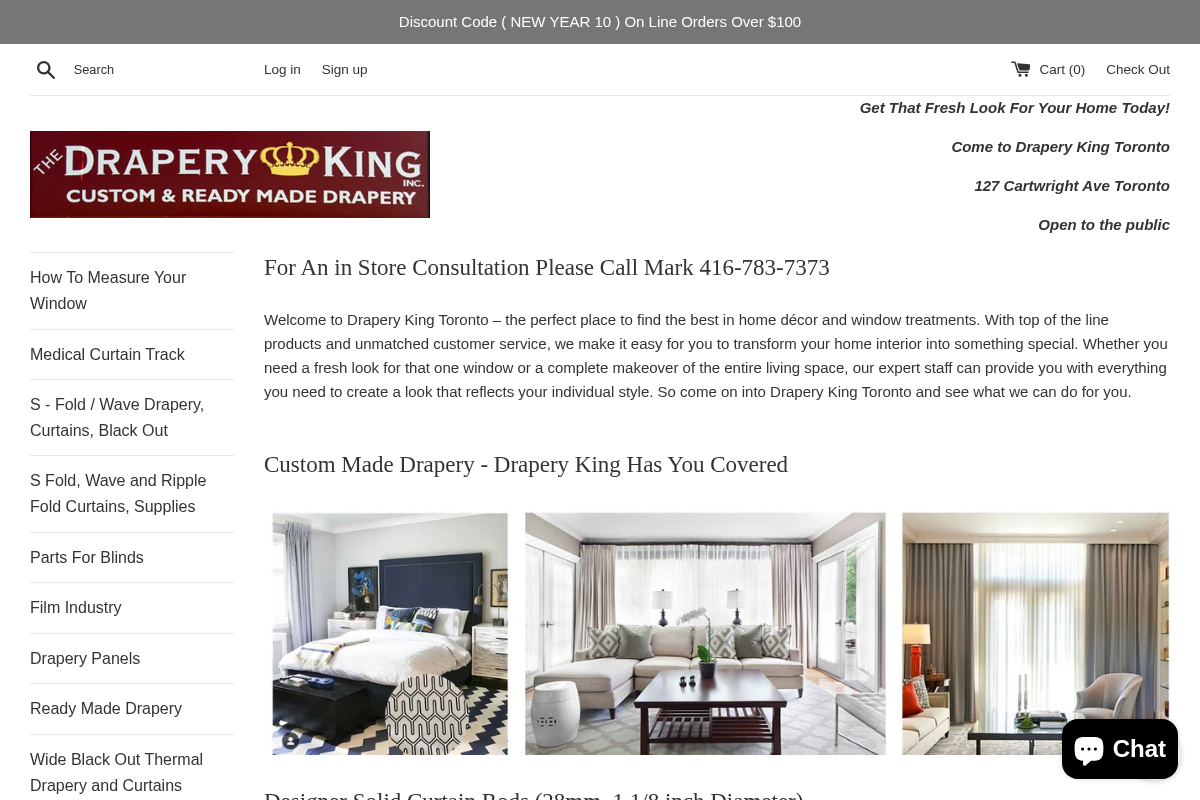 The Drapery King Toronto homepage screenshot