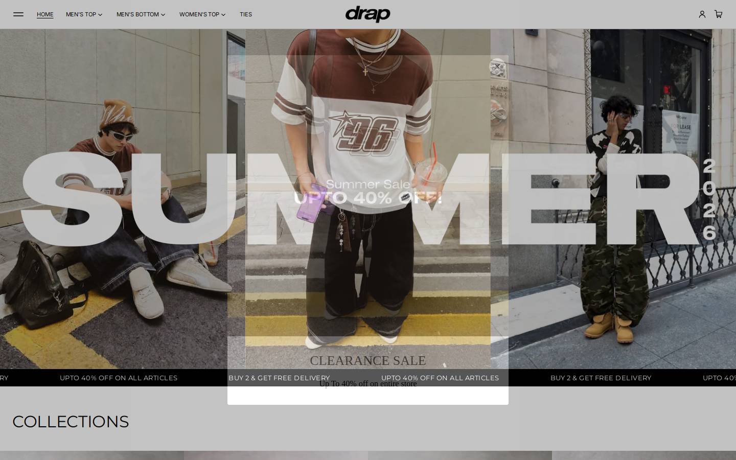 Drapstore homepage screenshot