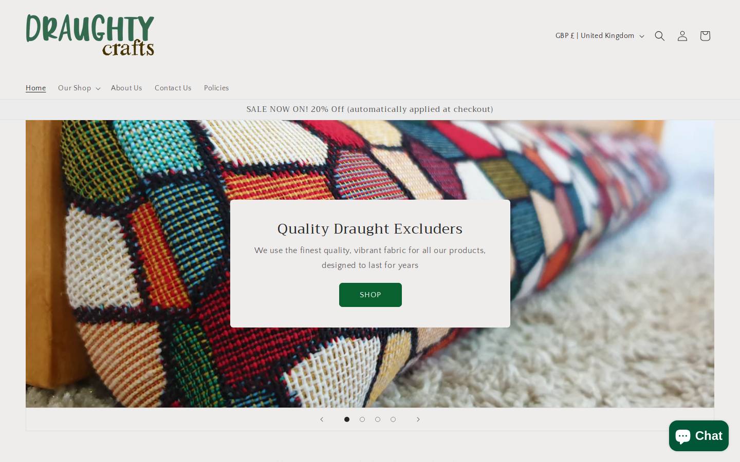 draughtycrafts.com homepage screenshot