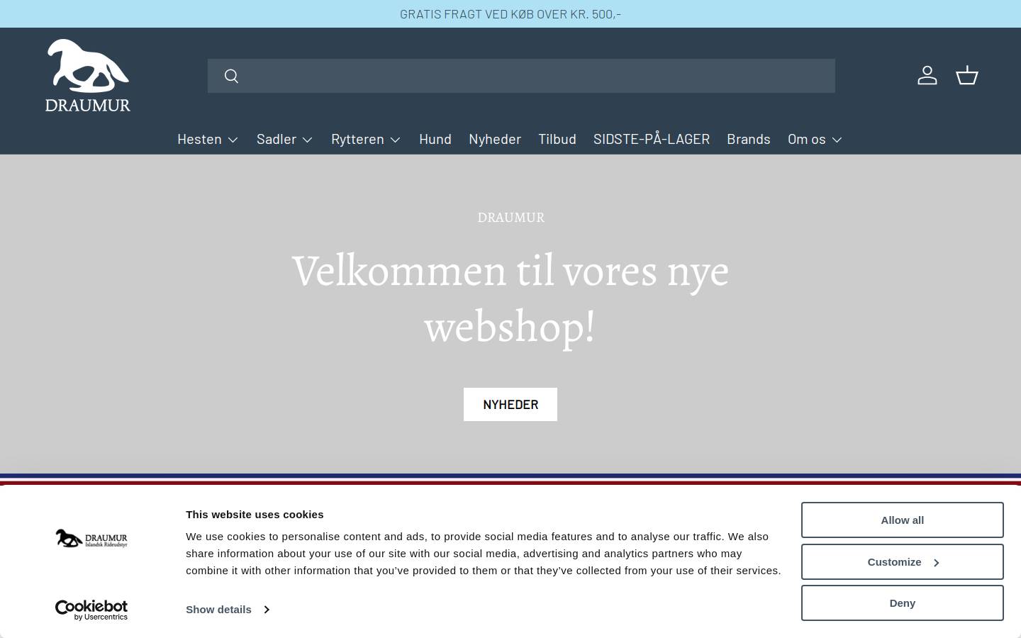 Draumur Islandsk Rideudstyr homepage screenshot