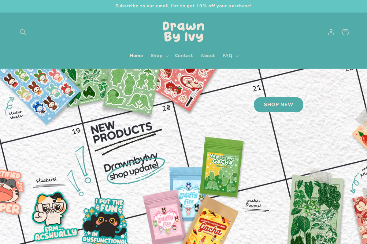 drawnbyivy.com homepage screenshot