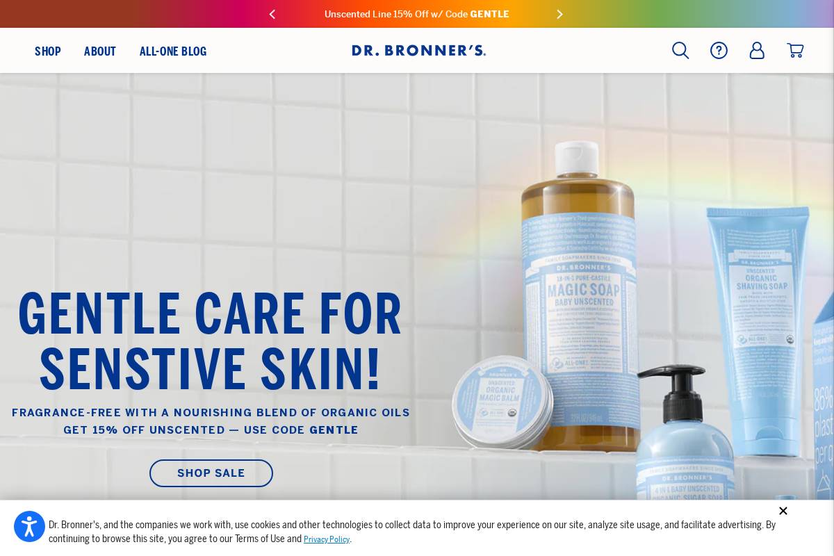 Dr. Bronner's homepage screenshot