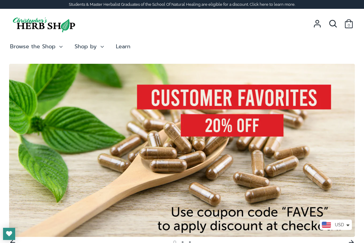 Christopher's Herb Shop homepage screenshot