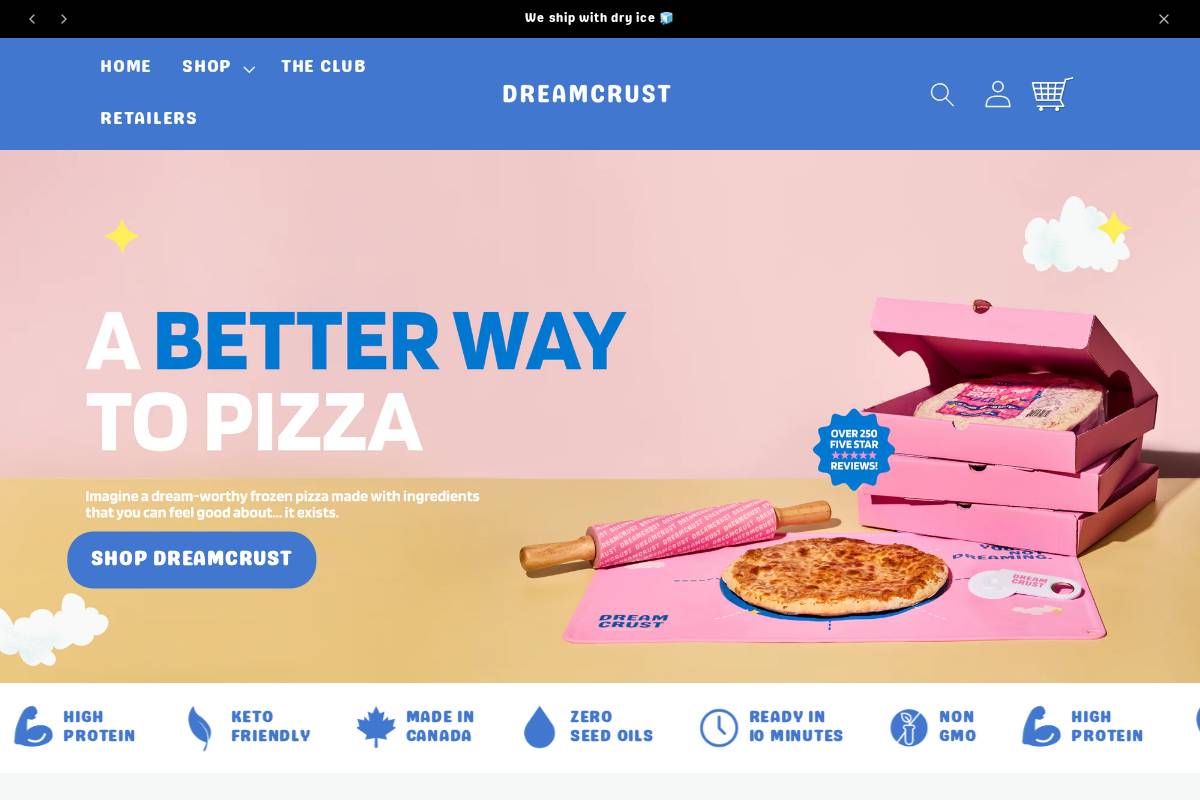 dreamcrust.com homepage screenshot