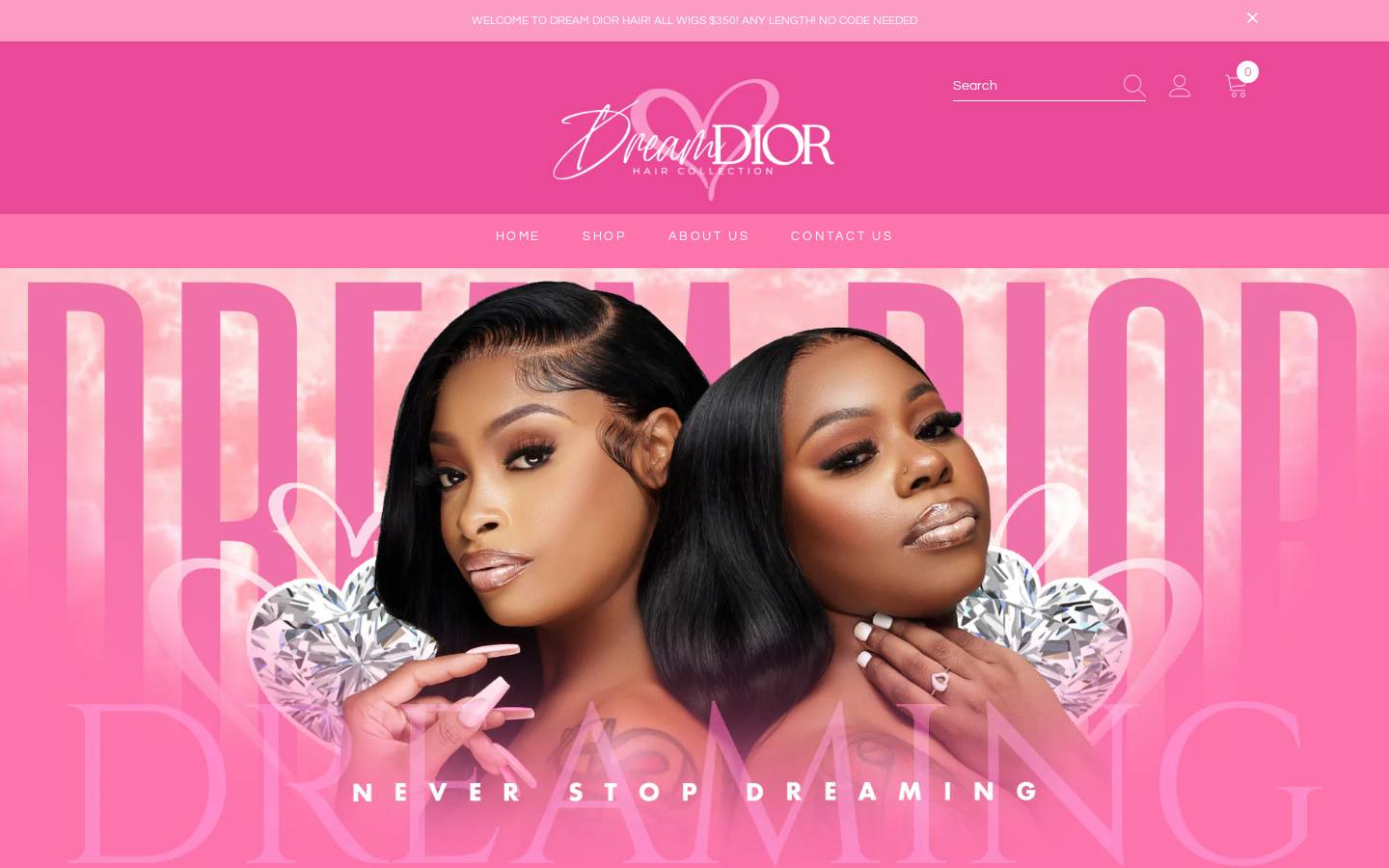 dreamdiorhair.com homepage screenshot