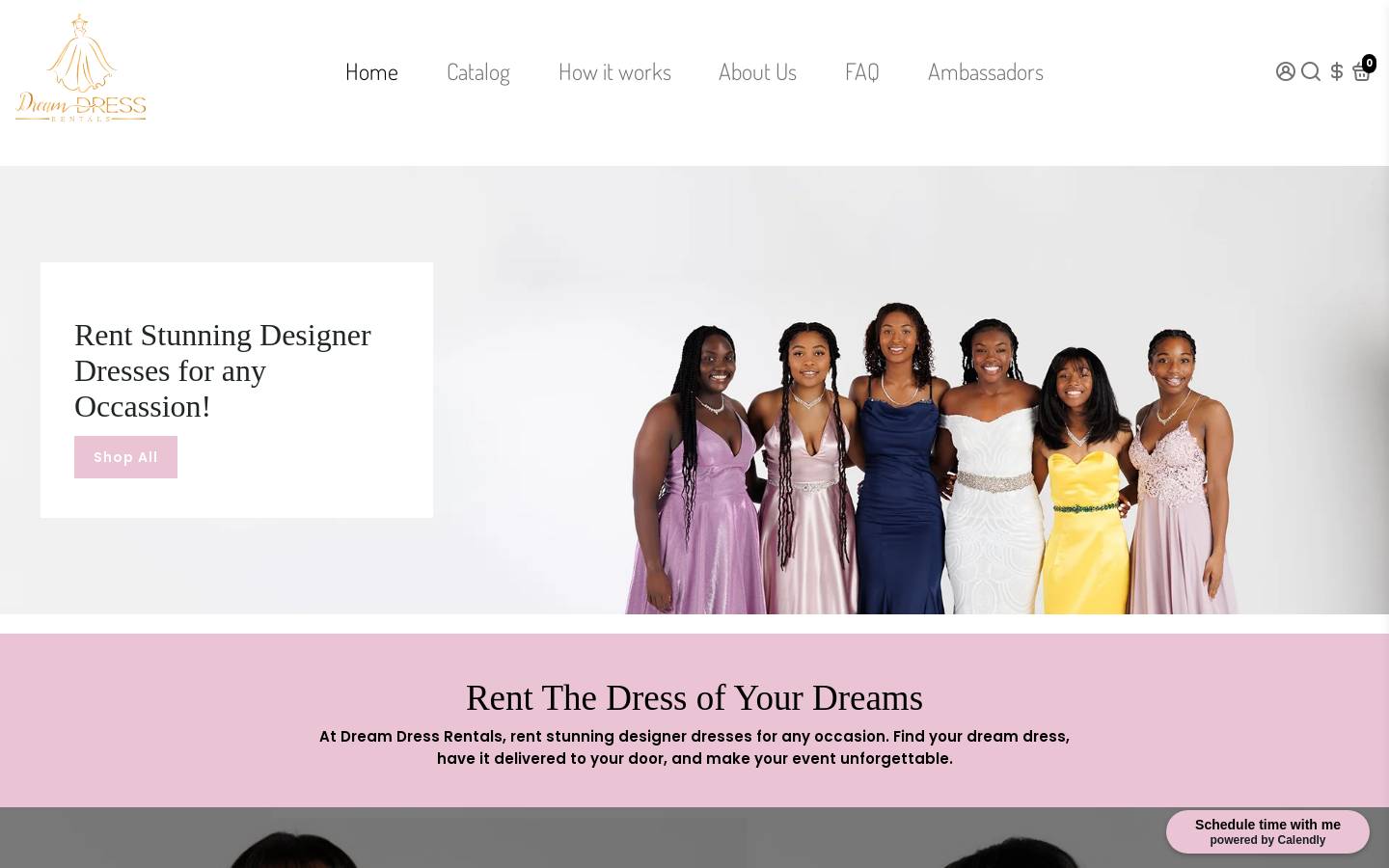 dreamdressrentals.com homepage screenshot