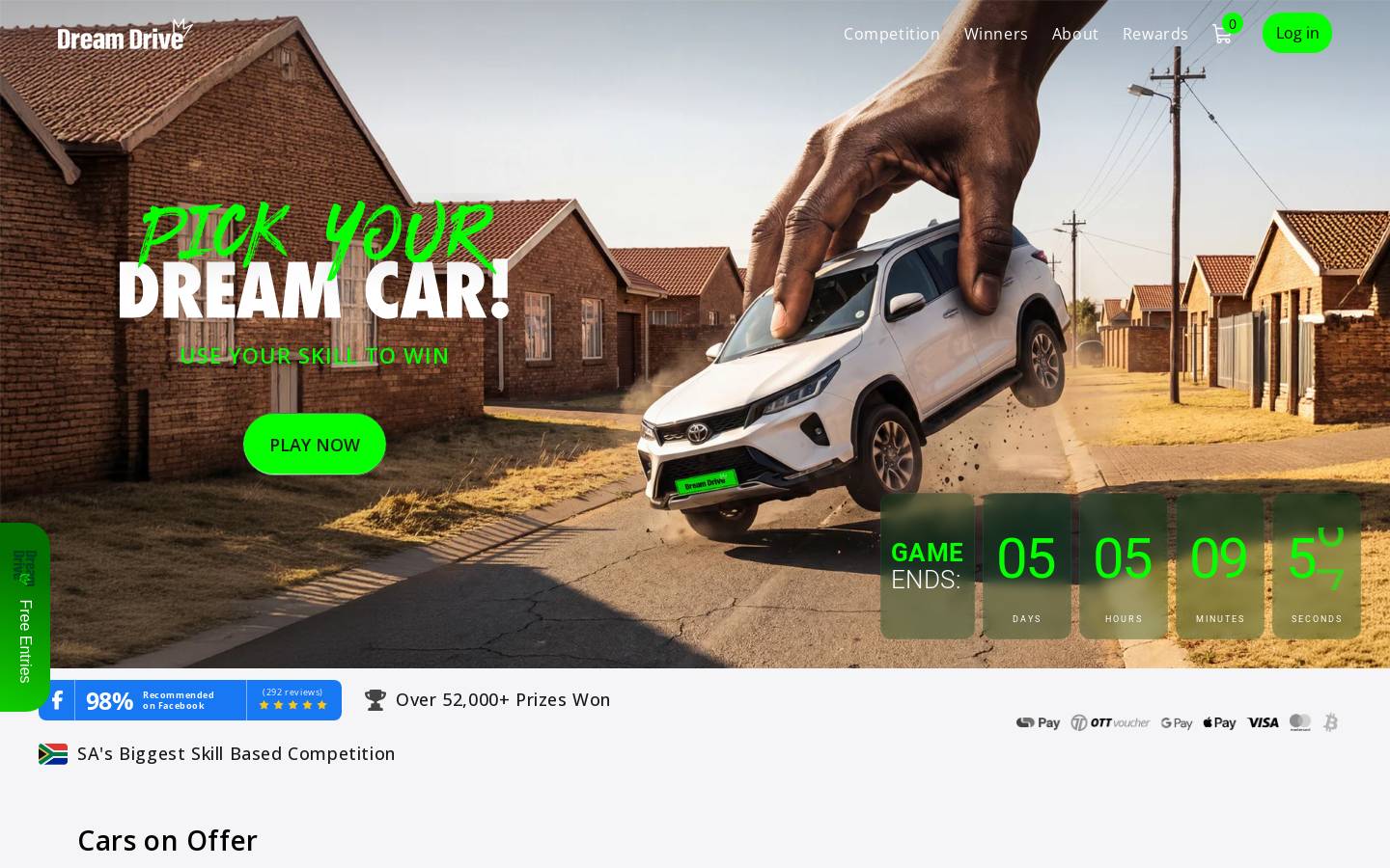 dreamdrive.co.za homepage screenshot