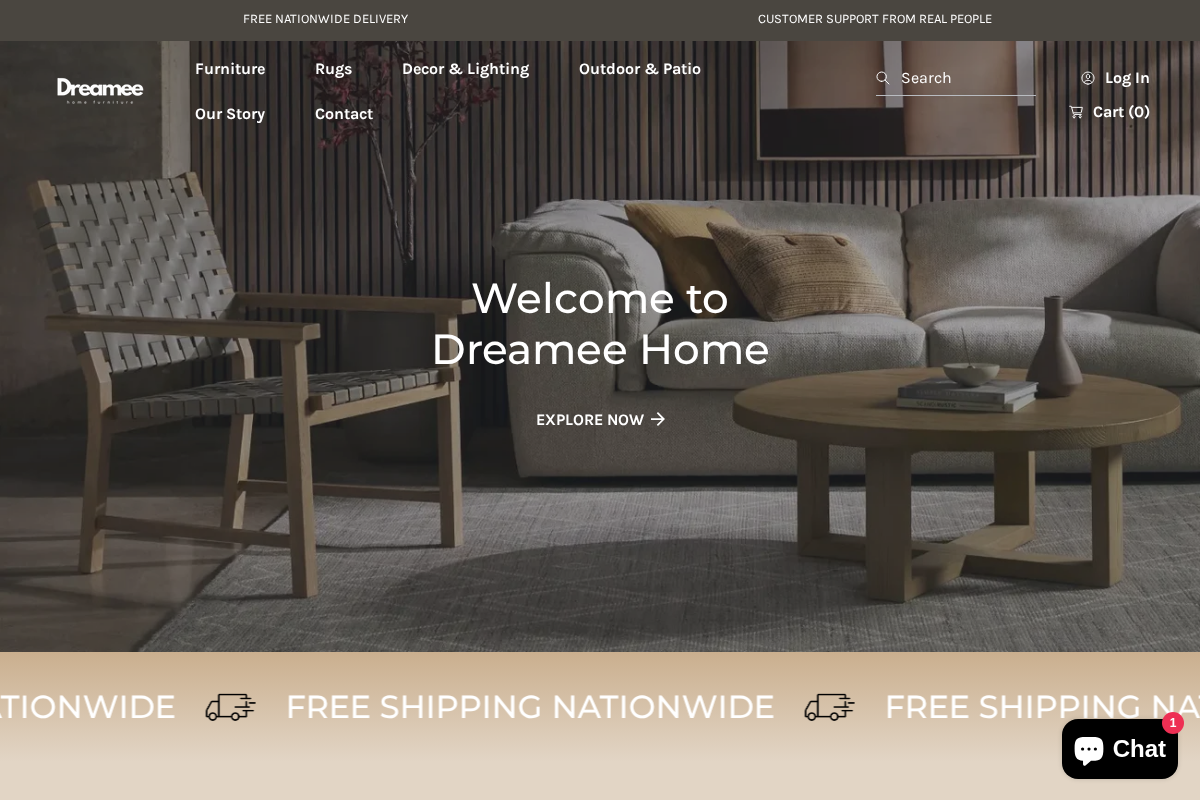 Dreamee Home Furniture homepage screenshot