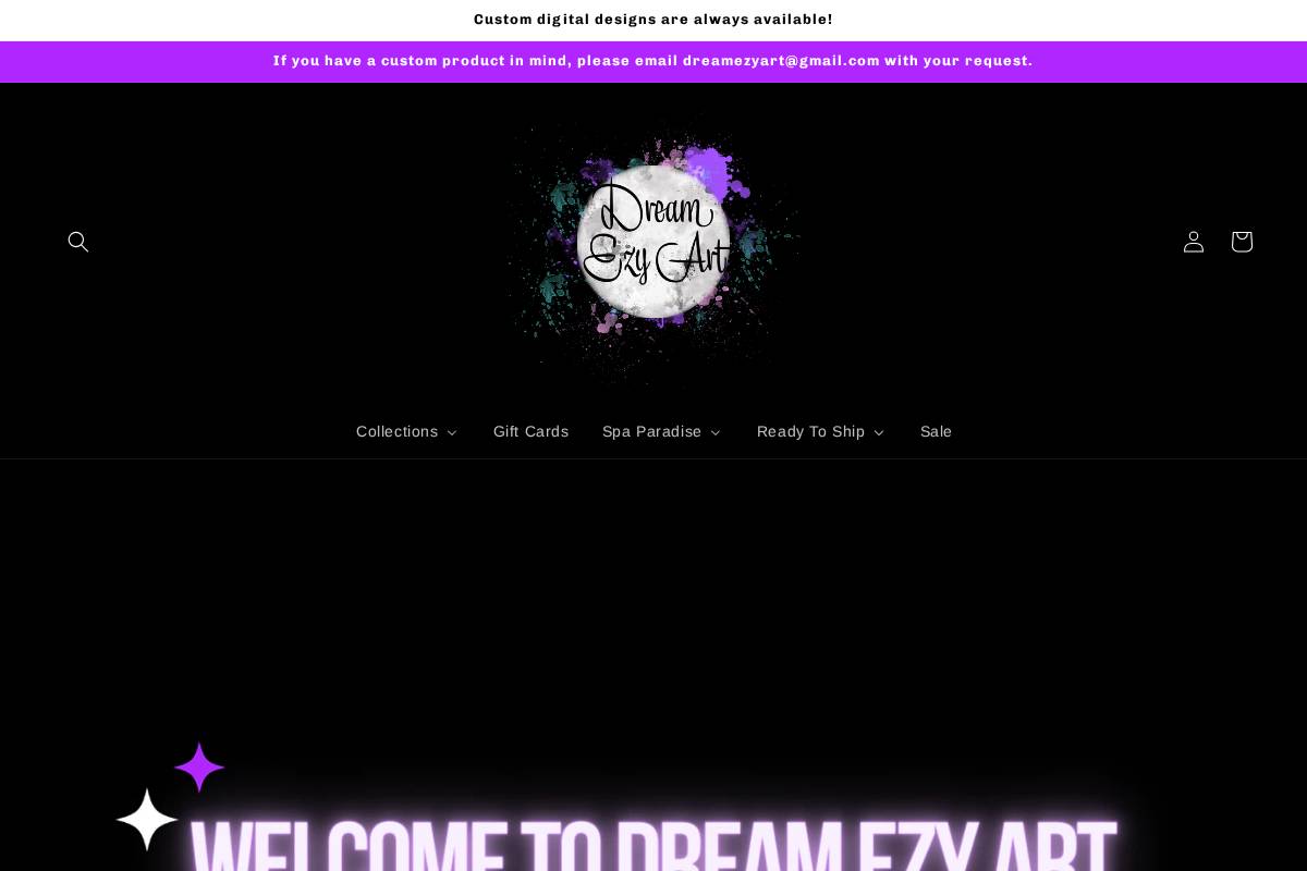 dreamezyart.com homepage screenshot