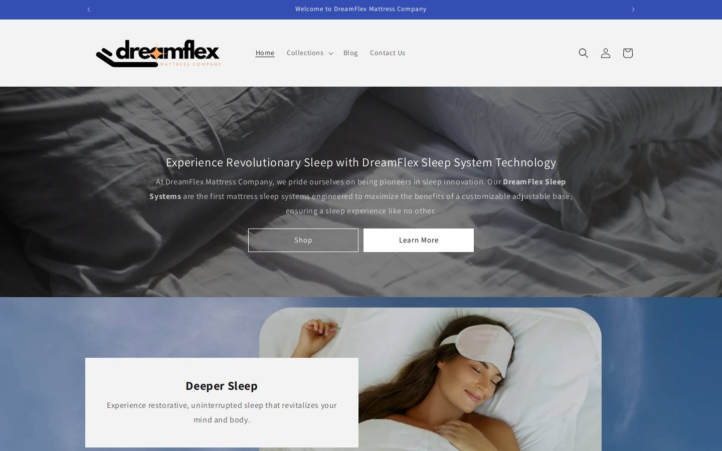 dreamflexmattress.com homepage screenshot