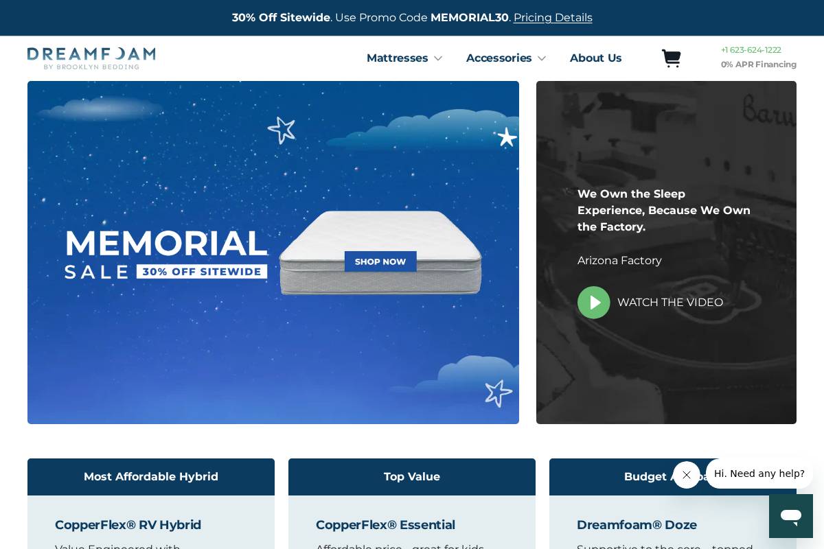 dreamfoambedding.com homepage screenshot