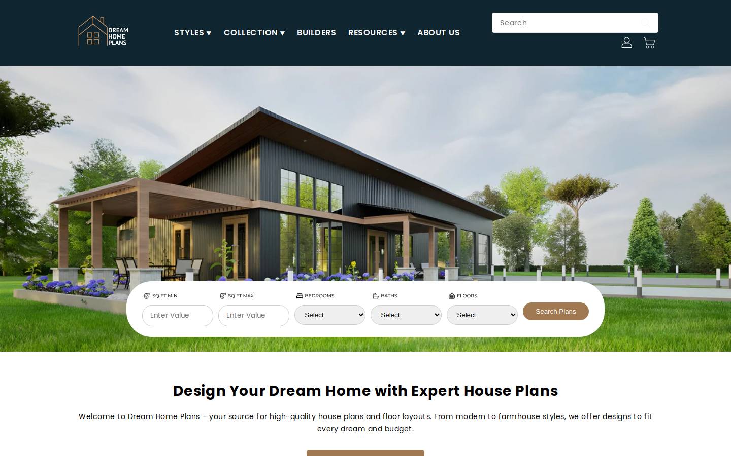 Dream Home Plans homepage screenshot