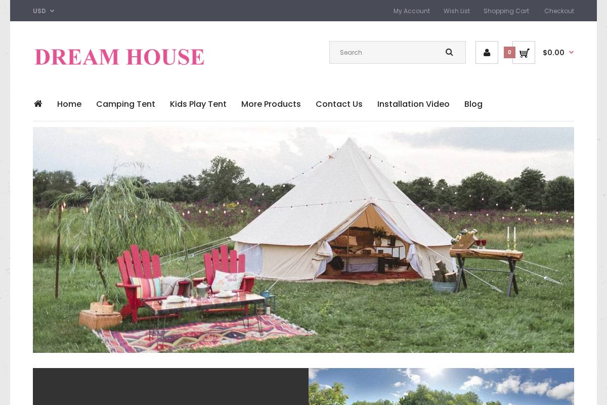 dreamhouse-tent.com homepage screenshot