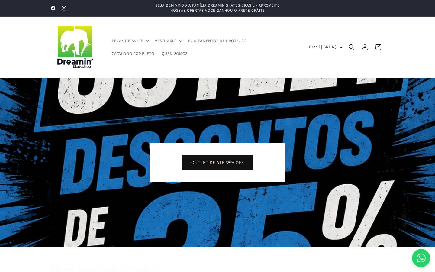 dreaminskates.com.br homepage screenshot