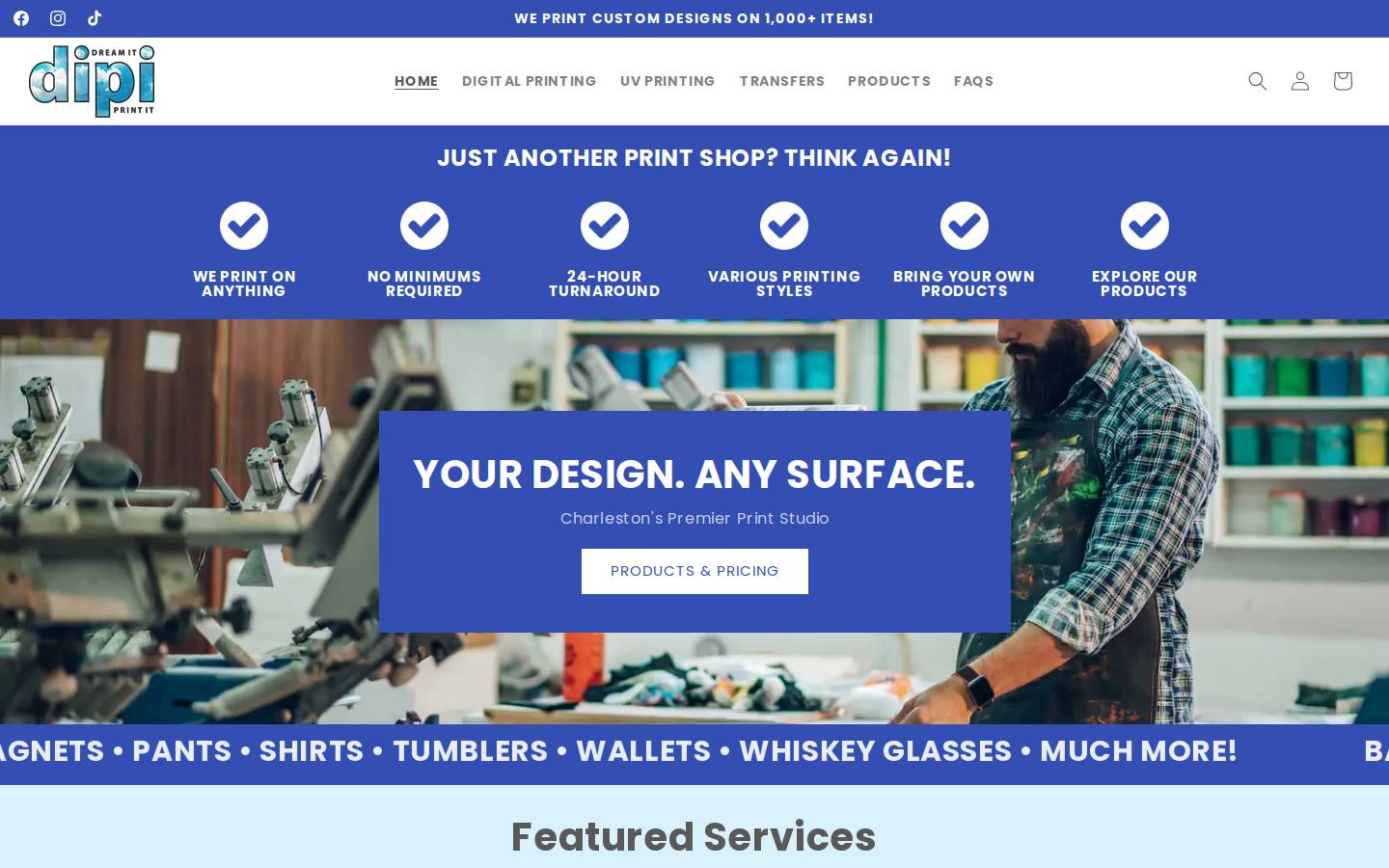 dreamitprintit.com homepage screenshot