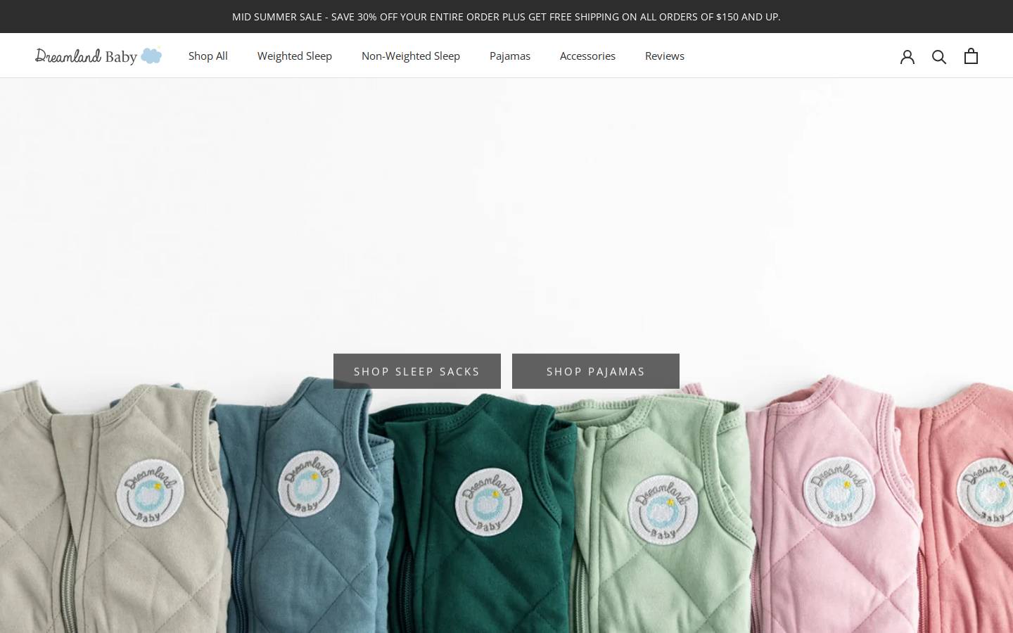 dreamlandbabyco.com homepage screenshot