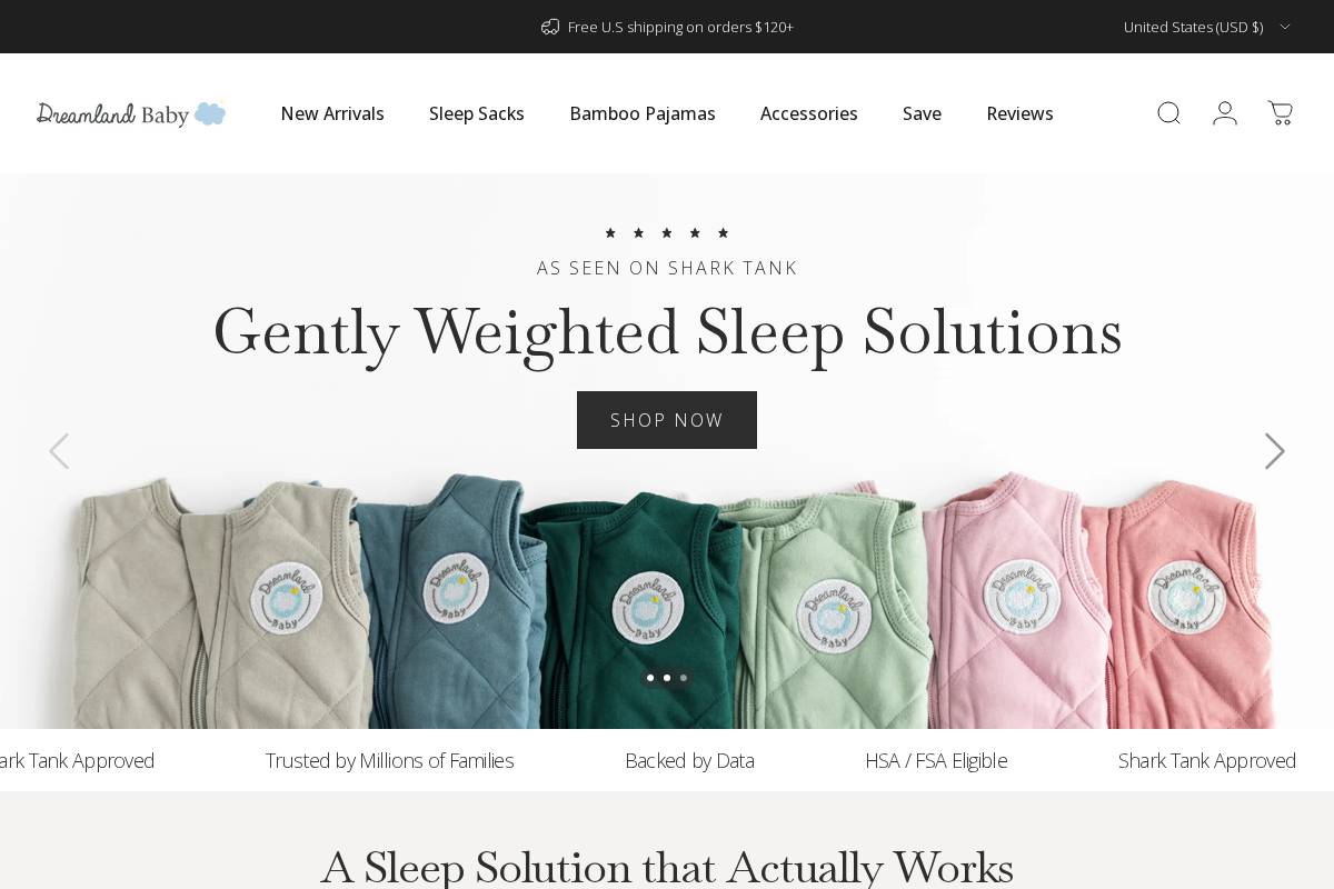 dreamlandbabyco.com homepage screenshot