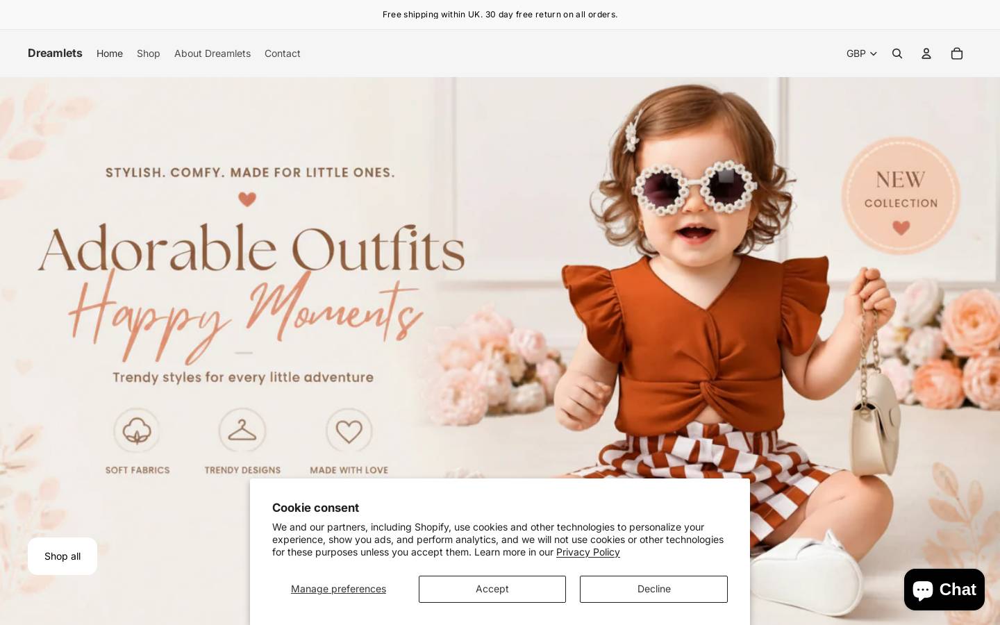 dreamlets.net homepage screenshot
