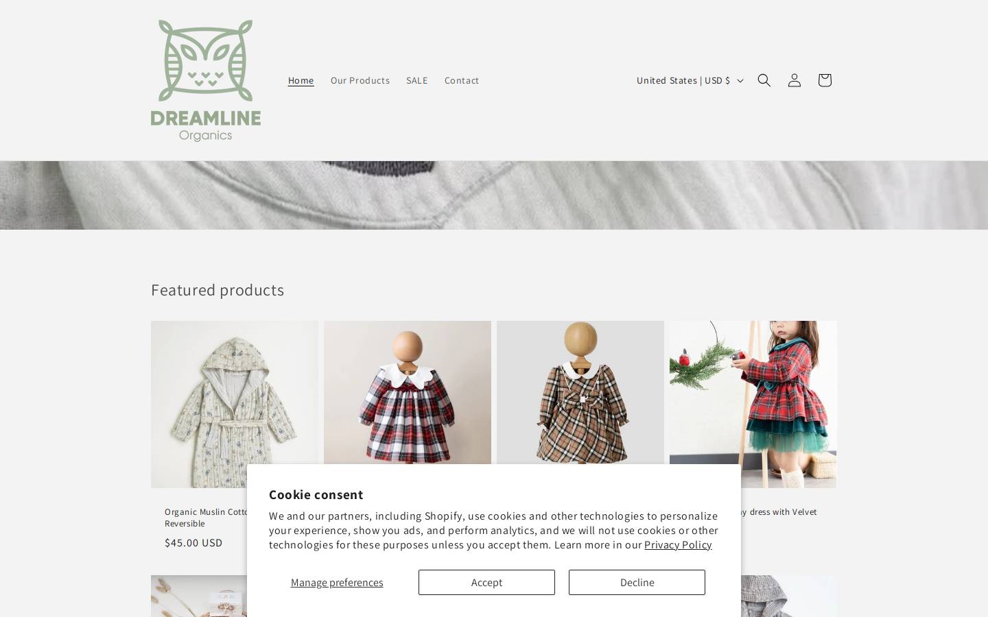 dreamlinebaby.com homepage screenshot