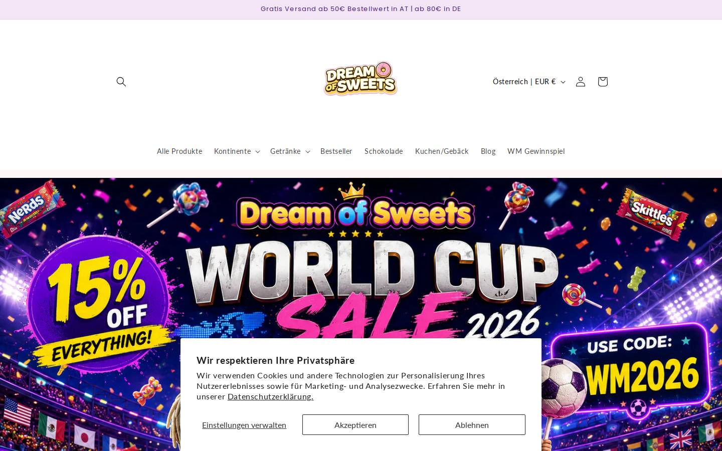 dreamofsweets.at homepage screenshot