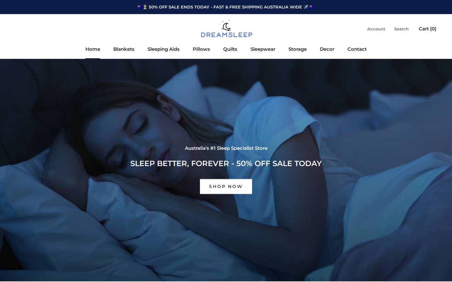 dreamsleepaustralia.com.au homepage screenshot