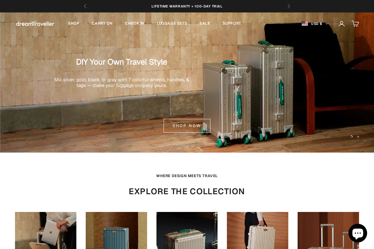 DreamTraveller homepage screenshot
