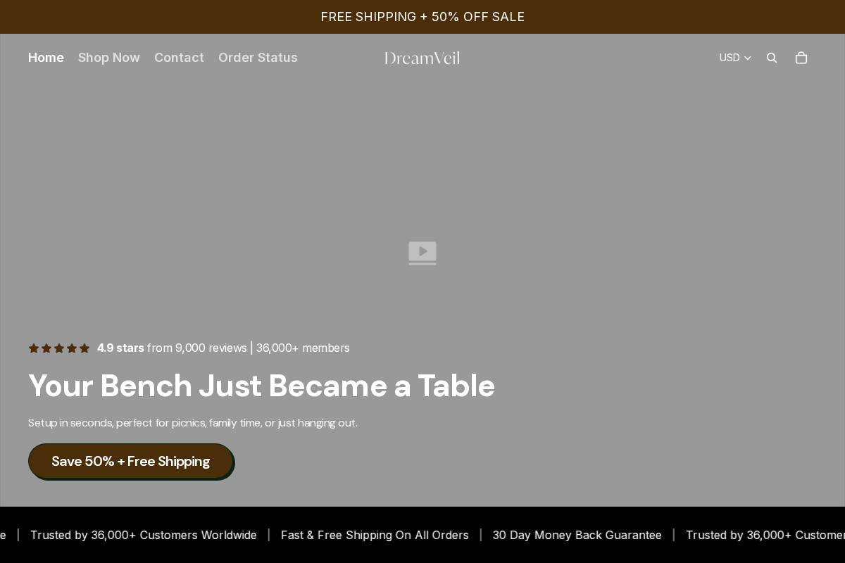 Dreamveil homepage screenshot