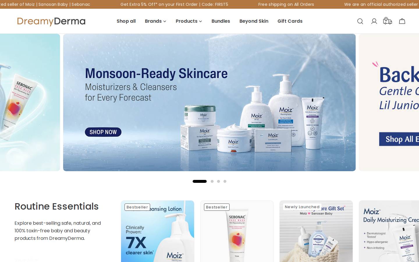 dreamyderma.com homepage screenshot