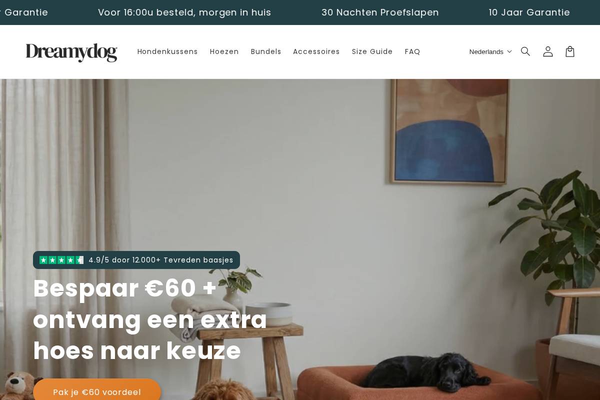 dreamydog.nl homepage screenshot