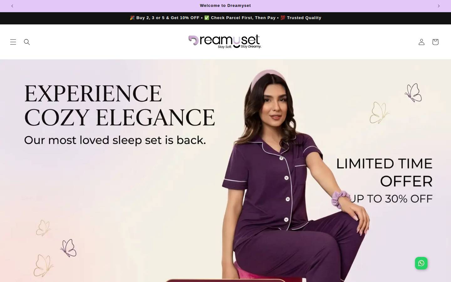 dreamyset.com homepage screenshot