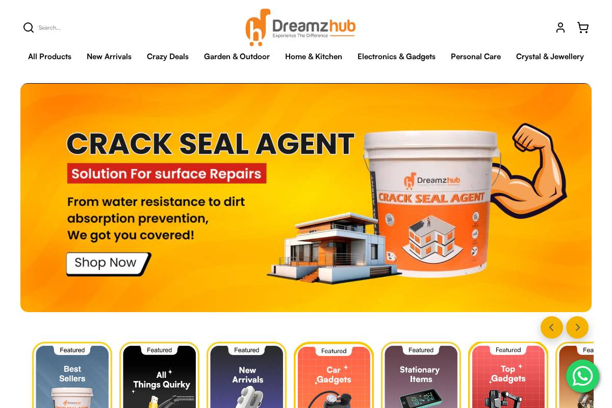 dreamzhub.in homepage screenshot