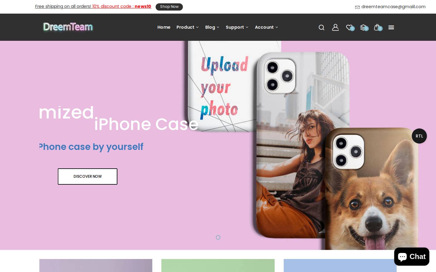dreemteamcase.com homepage screenshot