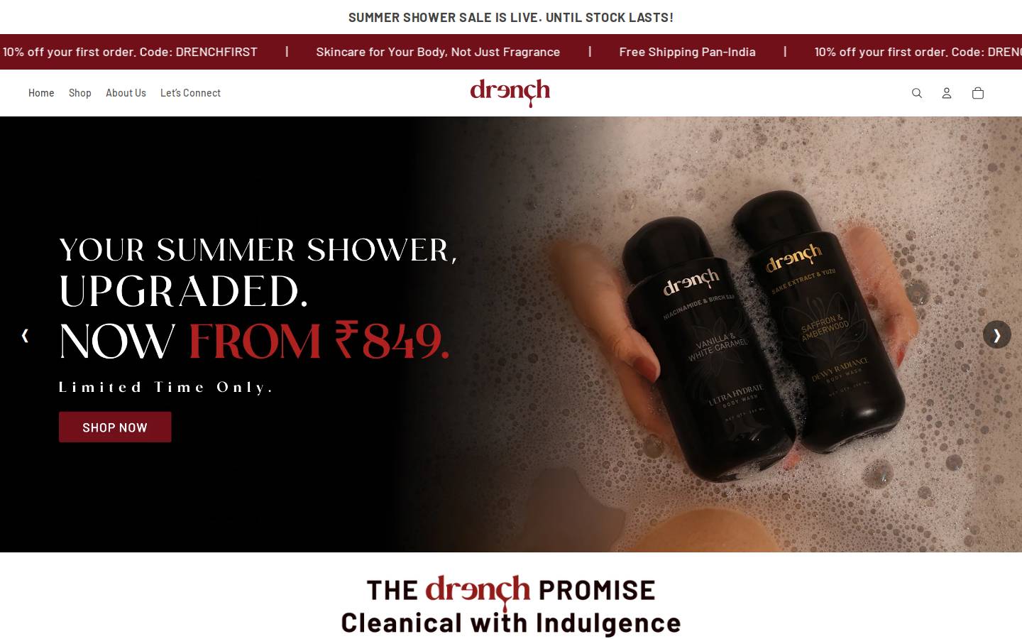 drench.co.in homepage screenshot