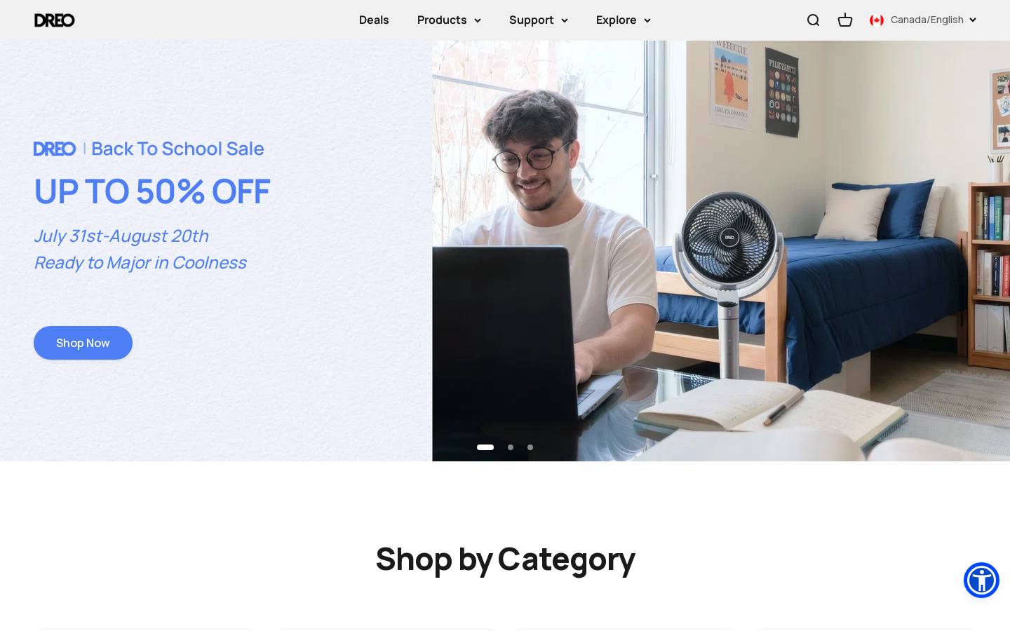 DREO homepage screenshot