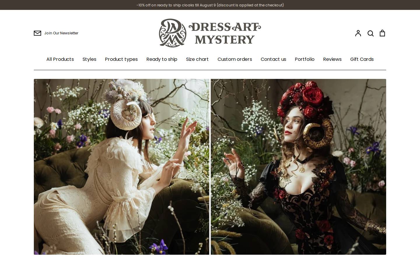 Dressartmystery homepage screenshot
