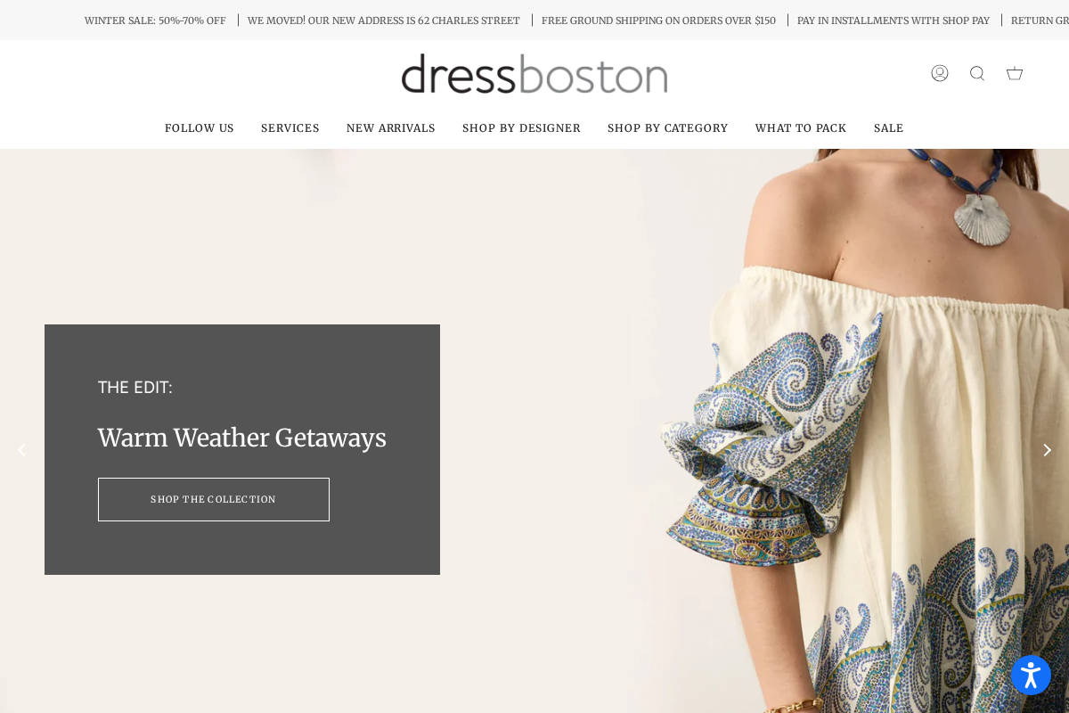 dressboston.com homepage screenshot