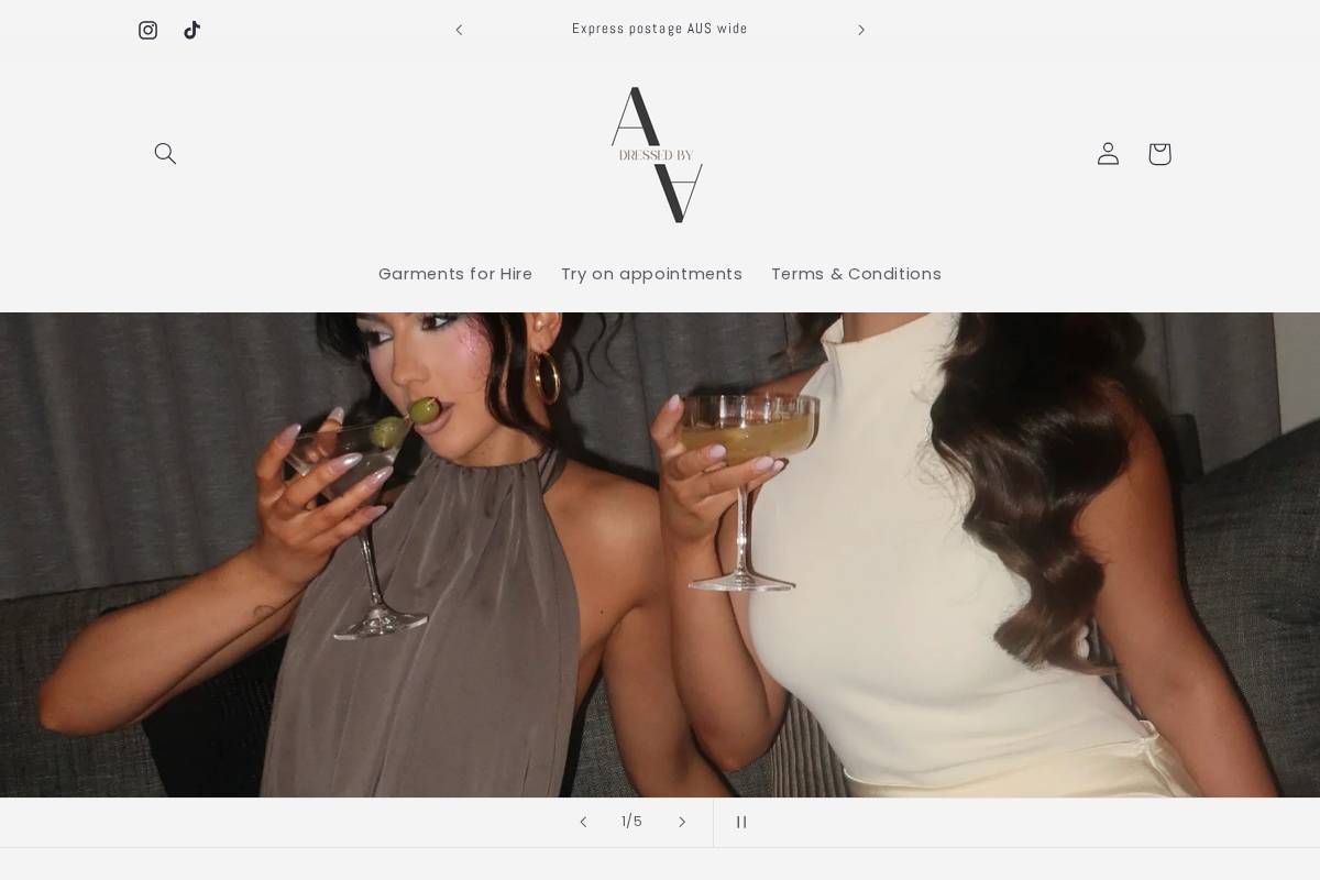 dressedbyaa.com.au homepage screenshot
