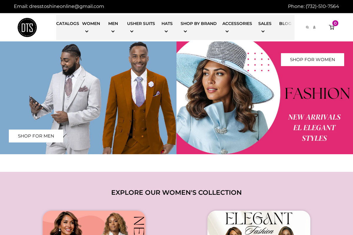 Dresstoshine homepage screenshot