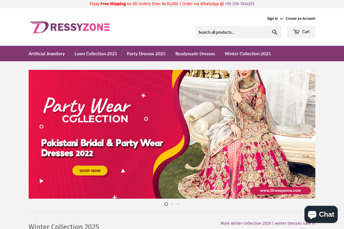 DressyZone.com homepage screenshot