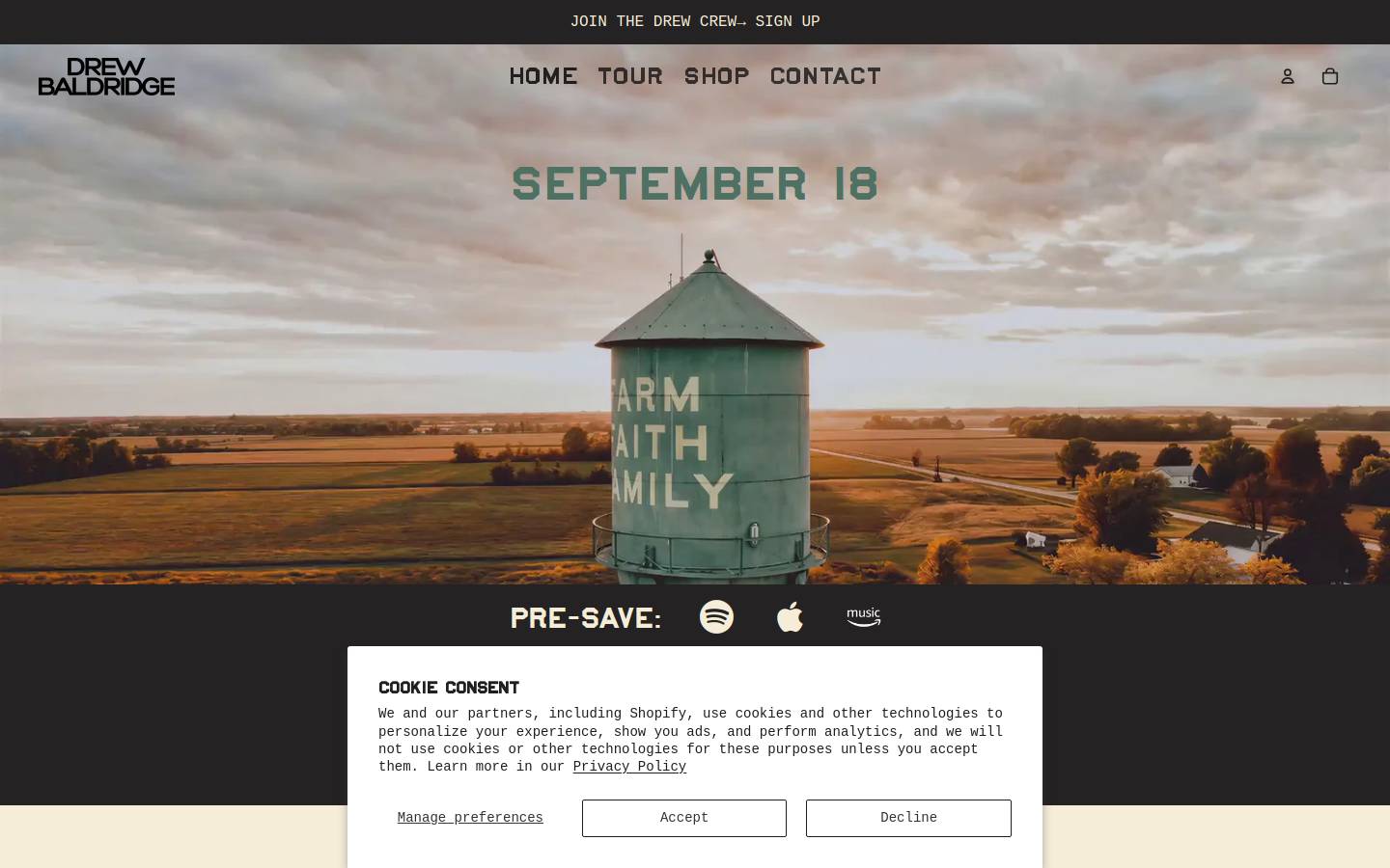 drewbaldridgemusic.com homepage screenshot