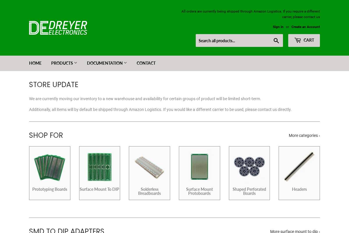 dreyerelectronics.com homepage screenshot