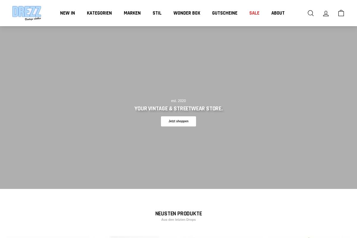 DREZZ - Vintage clothes homepage screenshot