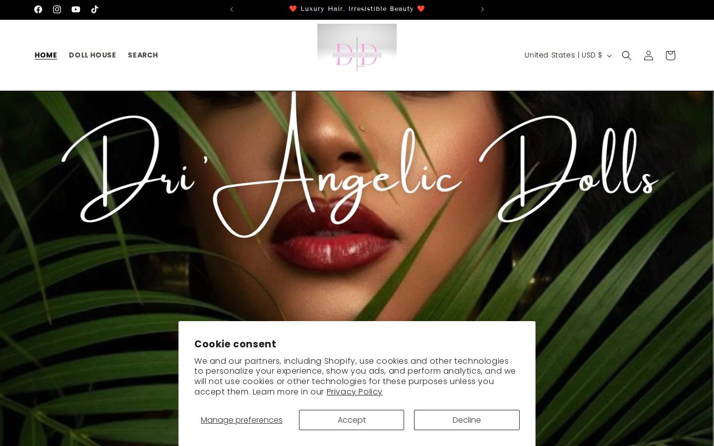 driangelicdolls.com homepage screenshot